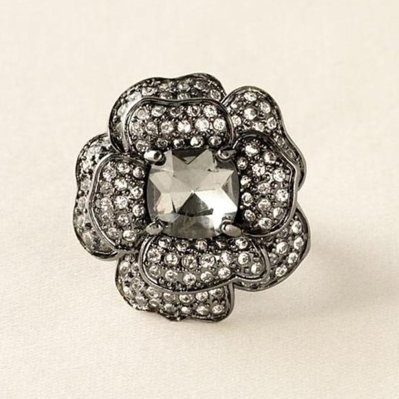 Stella & Dot | ‘Vintage' Retired Pavé Crystal Hematite Belle Fleur Cocktail - Picture 8 of 9